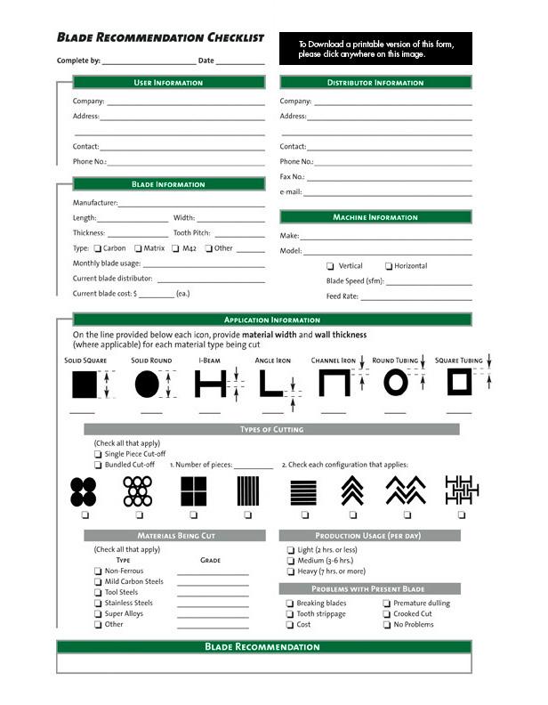 blade recommendation form fersco form